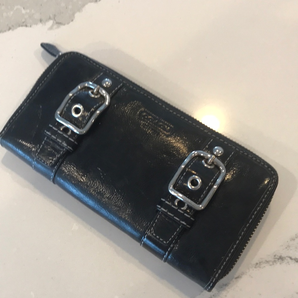 Coach patent leather black wallet